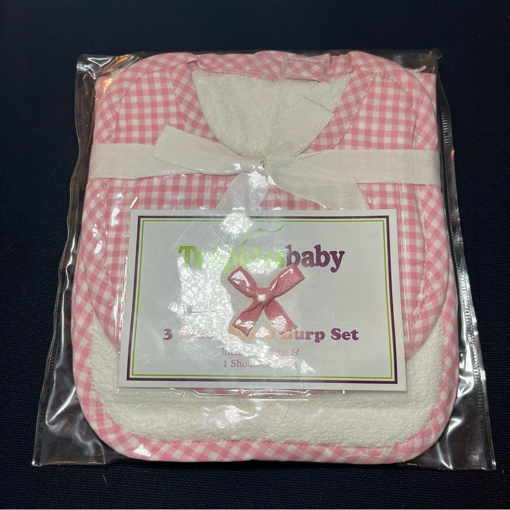 Tadpole Baby Two Piece Pink Plaid Bib Set